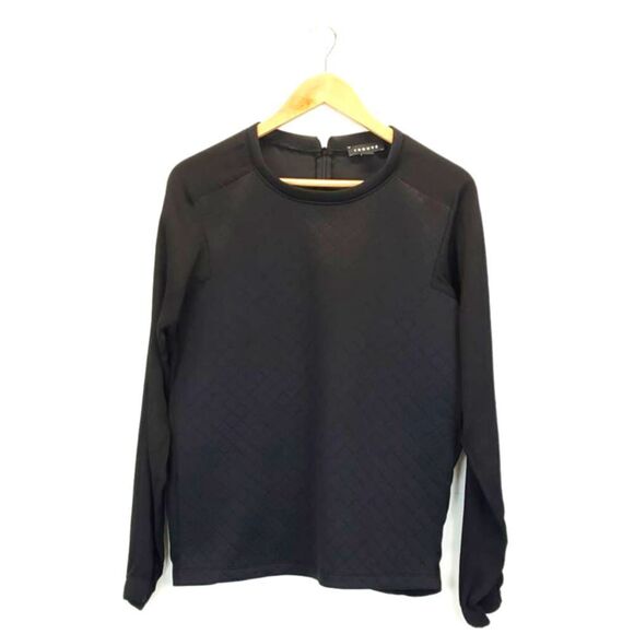 TROUVE Quilted Front Panel Black Long Sleeve Sweater - Picture 7 of 12